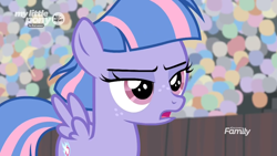 Size: 1366x768 | Tagged: safe, screencap, character:wind sprint, species:pegasus, species:pony, episode:common ground, g4, my little pony: friendship is magic, audience, crowd, discovery family logo, female, filly, foal, lidded eyes, solo, stadium