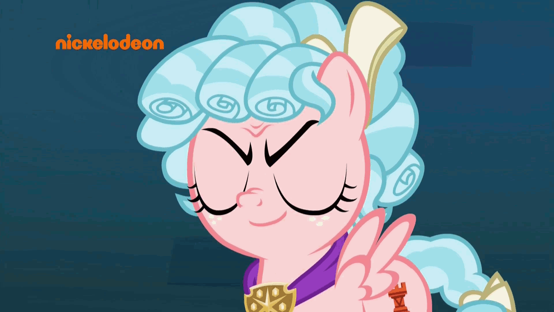 Size: 1920x1080 | Tagged: safe, screencap, character:cozy glow, species:pegasus, species:pony, episode:school raze, g4, my little pony: friendship is magic, cozy glow is best facemaker, crazy glow, faec, female, filly, foal, insanity, nickelodeon, solo