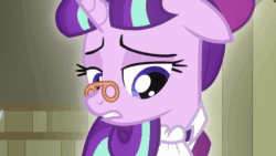 Size: 1280x720 | Tagged: safe, screencap, character:snowfall frost, character:starlight glimmer, species:pony, species:unicorn, episode:a hearth's warming tail, g4, my little pony: friendship is magic, animated, clothing, crying, female, filly, filly starlight glimmer, hat, song, sound, top hat, webm, younger