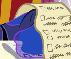 Size: 243x202 | Tagged: safe, screencap, character:princess luna, species:alicorn, species:pony, episode:a royal problem, g4, my little pony: friendship is magic, animated, checklist, close-up, cropped, cute, dawwww, female, foal free press, gif, guilt, lunabetes, mare, newspaper, paperwork, sad, sadorable, scroll, solo