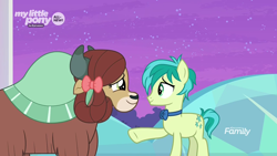Size: 1280x720 | Tagged: safe, screencap, character:sandbar, character:yona, species:pony, species:yak, ship:yonabar, episode:she's all yak, g4, my little pony: friendship is magic, female, interspecies, male, shipping, straight, treehouse of harmony