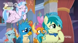 Size: 1642x907 | Tagged: safe, screencap, character:gallus, character:ocellus, character:sandbar, character:silverstream, character:smolder, species:changedling, episode:she's all yak, g4, my little pony: friendship is magic, cute, diastreamies, faec, great moments in animation, you look so weird