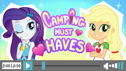 Size: 1920x1080 | Tagged: safe, screencap, character:applejack, character:rarity, episode:camping must-haves, g4, my little pony:equestria girls, geode of shielding, geode of super strength, magical geodes, shipping fuel, title card