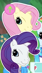 Size: 414x720 | Tagged: safe, screencap, character:fluttershy, character:rainbow dash, character:rarity, episode:festival filters, g4, my little pony:equestria girls, betcha can't make a face crazier than this, cropped, g3 faic, g3 pony face (filter), not an edit, pinkie blind, pony face
