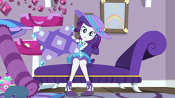 Size: 1920x1080 | Tagged: safe, screencap, character:rarity, episode:camping must-haves, g4, my little pony:equestria girls, :o, cute, open mouth, rarara, raribetes, rarity's bedroom
