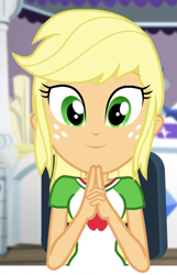 Size: 641x994 | Tagged: safe, screencap, character:applejack, episode:camping must-haves, g4, my little pony:equestria girls, cropped, cute, jackabetes, rarity's bedroom, solo