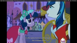 Size: 1360x768 | Tagged: safe, screencap, character:bruce mane, character:eclair créme, character:shining armor, character:twilight sparkle, episode:a canterlot wedding, g4, my little pony: friendship is magic, youtube caption