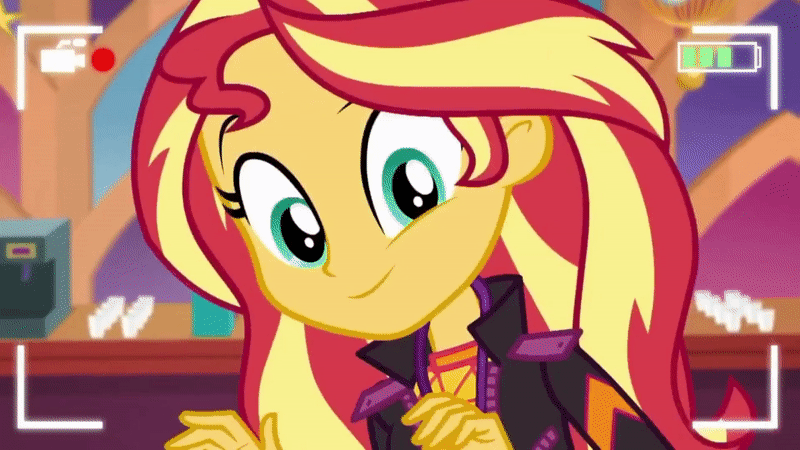 Size: 800x450 | Tagged: safe, screencap, character:sunset shimmer, episode:how to backstage, g4, my little pony:equestria girls, animated, cute, dancing, female, gif, looking at you, recording, shimmerbetes, solo, sunset shimmy, swag swag swag swag swag