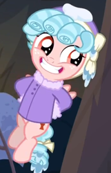 Size: 368x570 | Tagged: safe, screencap, character:cozy glow, species:pegasus, species:pony, episode:frenemies, g4, my little pony: friendship is magic, clothing, cozy glow is best facemaker, cozybetes, cropped, cute, female, filly, foal, hat, solo, winter outfit