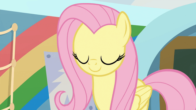 Size: 640x360 | Tagged: safe, screencap, character:fluttershy, species:pony, episode:she's all yak, g4, my little pony: friendship is magic, animated, bashful, blushing, cute, floppy ears, gif, shyabetes, solo