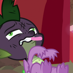 Size: 718x720 | Tagged: safe, screencap, character:spike, species:dragon, episode:sweet and smoky, g4, my little pony: friendship is magic, burnt, claws, cropped, dizzy eyes, male, ouch, solo, spikeabuse, spread toes, this ended in fire, toes, tongue out, underfoot, wavy mouth, winged spike, wings