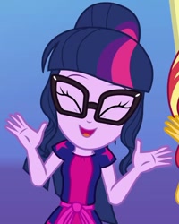Size: 552x689 | Tagged: safe, screencap, character:sunset shimmer, character:twilight sparkle, character:twilight sparkle (scitwi), species:eqg human, episode:i'm on a yacht, g4, my little pony:equestria girls, cropped, cute, twiabetes