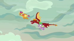 Size: 1920x1080 | Tagged: safe, screencap, character:garble, character:smolder, character:spike, species:dragon, episode:sweet and smoky, g4, my little pony: friendship is magic, flying, winged spike
