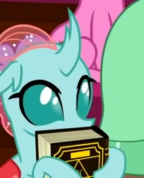 Size: 357x440 | Tagged: safe, screencap, character:ocellus, character:yona, species:changedling, episode:a matter of principals, g4, my little pony: friendship is magic, book, cropped, cute, diaocelles, solo focus