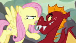 Size: 1920x1080 | Tagged: safe, screencap, character:fluttershy, character:garble, species:dragon, species:pegasus, species:pony, episode:sweet and smoky, g4, my little pony: friendship is magic, female, male, mare, now you fucked up