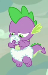 Size: 470x728 | Tagged: safe, screencap, character:spike, episode:sweet and smoky, g4, my little pony: friendship is magic, cloud, cloud diaper, cloud pacifier, cropped, cute, diaper, implied diaper, out of context, pacifier