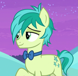 Size: 683x667 | Tagged: safe, screencap, character:sandbar, species:earth pony, species:pony, episode:she's all yak, g4, my little pony: friendship is magic, bow tie, cropped, male, smiling, solo, stupid sexy sandbar