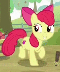 Size: 238x284 | Tagged: safe, screencap, character:apple bloom, species:earth pony, species:pony, episode:going to seed, g4, my little pony: friendship is magic, adorabloom, animated, apple, apple bloom's bow, basket, bow, bushel basket, cropped, cute, excited, female, filly, food, gif, hair bow, happy, stomping, sweet apple acres, trotting, trotting in place