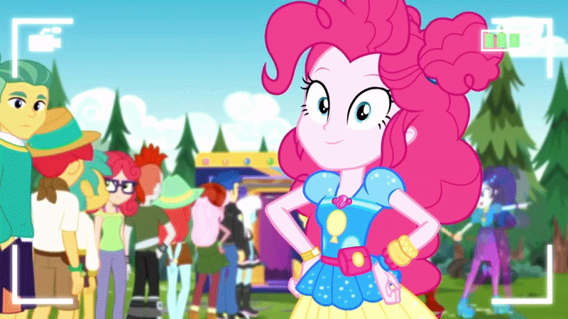 Size: 800x450 | Tagged: safe, screencap, character:applejack, character:drama letter, character:flash sentry, character:photo finish, character:pinkie pie, character:rarity, character:snails, character:watermelody, episode:five lines you need to stand in, g4, my little pony:equestria girls, alizarin bubblegum, animated, arm around neck, arm on shoulder, cellphone, chips, crimson napalm, food, geode of sugar bombs, grabbing, green face, grossed out, guy grove, hunter hedge, magical geodes, nachos, nauseous, phone, raspberry lilac, smiling, taking a photo, toppings, watermelon