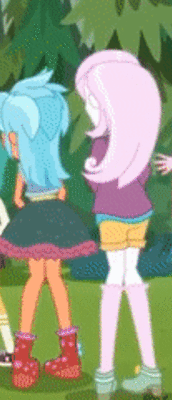 Size: 172x400 | Tagged: safe, screencap, character:fleur-de-lis, character:frosty orange, character:pinkie pie, character:snails, episode:five lines you need to stand in, g4, my little pony:equestria girls, animated, background human, boots, clothing, covering crotch, cropped, dancing, desperation, hand, high heels, kneesocks, need to pee, omorashi, potty dance, potty emergency, potty time, shoes, shorts, skirt, socks