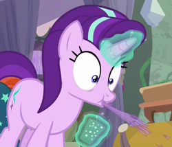 Size: 941x807 | Tagged: safe, screencap, character:starlight glimmer, species:pony, episode:student counsel, cropped, drink, glass, solo, spit take