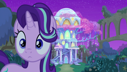Size: 1920x1080 | Tagged: safe, screencap, character:starlight glimmer, species:pony, episode:student counsel, discovery family logo, solo, treehouse of harmony