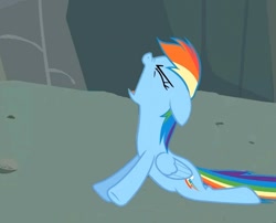 Size: 584x472 | Tagged: safe, screencap, character:rainbow dash, out of context, solo, stretching