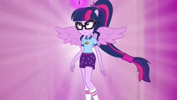 Size: 1920x1080 | Tagged: safe, screencap, character:twilight sparkle, character:twilight sparkle (scitwi), species:eqg human, equestria girls:legend of everfree, g4, my little pony:equestria girls, camp everfree logo, camp everfree outfits, female, geode of telekinesis, magical geodes, ponied up, scitwilicorn, solo