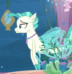 Size: 365x373 | Tagged: safe, screencap, character:terramar, species:seapony (g4), episode:surf and/or turf, g4, my little pony: friendship is magic, cropped, fins, jewelry, male, necklace, solo, tail