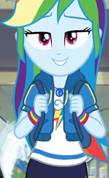 Size: 660x1080 | Tagged: safe, screencap, character:rainbow dash, character:snips, character:trixie, episode:run to break free, g4, my little pony:equestria girls, adorasexy, beautiful, bedroom eyes, cropped, cute, dashabetes, geode of super speed, lidded eyes, looking at you, magical geodes, sexy, solo, solo focus