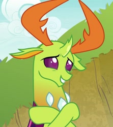 Size: 639x720 | Tagged: safe, screencap, character:thorax, species:changeling, species:reformed changeling, episode:triple threat, g4, my little pony: friendship is magic, cropped, cute, male, smiling, solo, thorabetes