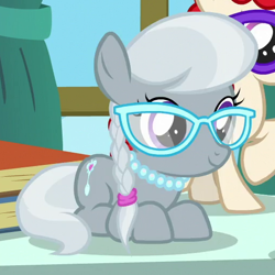Size: 512x512 | Tagged: safe, screencap, character:silver spoon, character:twist, species:earth pony, species:pony, episode:the last crusade, g4, my little pony: friendship is magic, cropped, cute, dawwww, female, filly, ponyloaf, prone, silverbetes, solo focus
