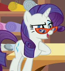 Size: 555x610 | Tagged: safe, screencap, character:rarity, species:pony, species:unicorn, episode:suited for success, g4, my little pony: friendship is magic, cropped, glasses, raised hoof, solo