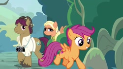 Size: 1920x1080 | Tagged: safe, screencap, character:mane allgood, character:scootaloo, character:snap shutter, species:pegasus, species:pony, episode:the last crusade, g4, my little pony: friendship is magic, camera, clothing, father and daughter, female, hat, like father like daughter, like mother like daughter, male, mother and daughter