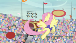 Size: 1280x720 | Tagged: safe, screencap, character:fluttershy, species:pegasus, species:pony, episode:common ground, g4, my little pony: friendship is magic, buckball, solo
