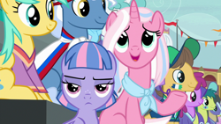Size: 1920x1080 | Tagged: safe, screencap, character:caramel, character:clear sky, character:wind sprint, species:pegasus, species:pony, species:unicorn, episode:common ground, g4, my little pony: friendship is magic, female, like mother like daughter, mother and daughter