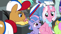 Size: 1920x1080 | Tagged: safe, screencap, character:clear sky, character:quibble pants, character:wind sprint, species:earth pony, species:pegasus, species:pony, species:unicorn, episode:common ground, g4, my little pony: friendship is magic, female, filly, foal, grin, male, mare, neckerchief, smiling, stallion