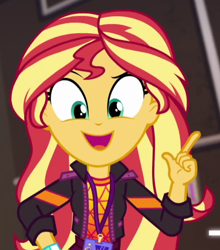 Size: 502x570 | Tagged: safe, screencap, character:sunset shimmer, episode:how to backstage, g4, my little pony:equestria girls, cropped, female, open mouth, smiling, solo