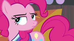 Size: 1280x720 | Tagged: safe, screencap, character:pinkie pie, species:earth pony, species:pony, episode:common ground, g4, my little pony: friendship is magic, female, mare, pinkie pie is not amused, solo, unamused