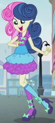 Size: 260x576 | Tagged: safe, screencap, character:bon bon, character:sweetie drops, episode:life is a runway, g4, my little pony:equestria girls, canterlot city, cropped, solo