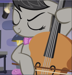 Size: 909x942 | Tagged: safe, screencap, character:octavia melody, species:pony, episode:slice of life, g4, my little pony: friendship is magic, cello, cropped, eyes closed, floppy ears, musical instrument, playing instrument, smiling, solo