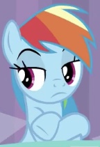 Size: 144x211 | Tagged: safe, screencap, character:rainbow dash, species:pegasus, species:pony, episode:a trivial pursuit, g4, my little pony: friendship is magic, rainbow dash is not amused, solo, unamused