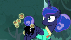 Size: 1280x720 | Tagged: safe, screencap, character:princess luna, species:alicorn, species:pony, episode:between dark and dawn, g4, my little pony: friendship is magic, animated, burrs, butt, female, literal butthurt, mare, moonbutt, pain, plot, sound, stingbush seed pods, webm
