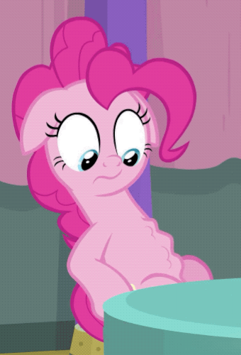 Size: 340x500 | Tagged: safe, screencap, character:pinkie pie, species:pony, episode:a trivial pursuit, g4, my little pony: friendship is magic, animated, belly, floppy ears, gif, hungry, solo, stomach growl, stomach noise