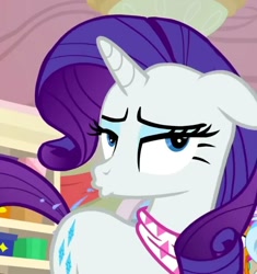 Size: 664x706 | Tagged: safe, screencap, character:rarity, character:silverstream, species:pony, species:unicorn, episode:the end in friend, g4, my little pony: friendship is magic, cropped, female, pfft, salivating, solo, spitting
