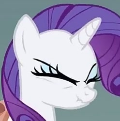 Size: 305x308 | Tagged: safe, screencap, character:rarity, species:pony, species:unicorn, episode:a dog and pony show, g4, my little pony: friendship is magic, angry, cropped, cute, female, scrunchy face, solo, upset