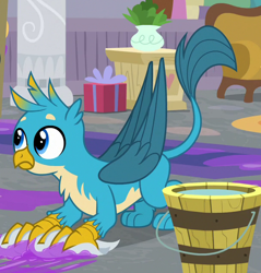 Size: 608x635 | Tagged: safe, screencap, character:gallus, episode:the hearth's warming club, g4, my little pony: friendship is magic, chest fluff, claws, cropped, cute, gallabetes, male, paws, solo, tail, wings