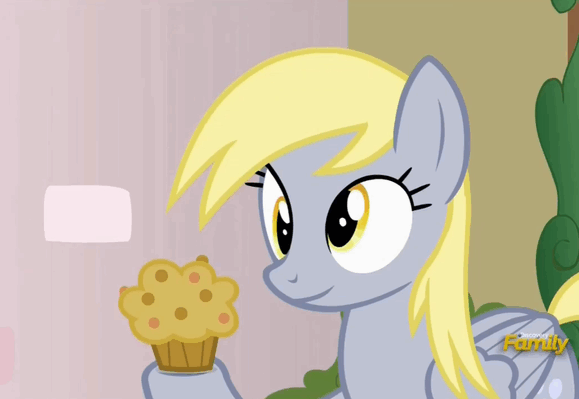 Size: 579x399 | Tagged: safe, screencap, character:derpy hooves, character:princess ember, species:dragon, episode:triple threat, g4, my little pony: friendship is magic, animated, discovery family logo, everything is ruined, food, gif, muffin, oh no you didn't, pure unfiltered evil, this will end in tears, you monster