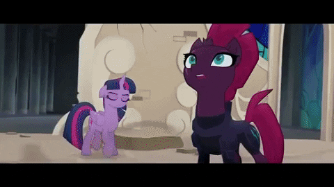 Size: 480x270 | Tagged: safe, screencap, character:storm king, character:tempest shadow, character:twilight sparkle, character:twilight sparkle (alicorn), species:alicorn, species:pony, species:unicorn, my little pony: the movie (2017), animated, antagonist, broken horn, canterlot castle, evil laugh, floppy ears, gif, horn, laughing, lightning, mad with power, magic, staff, staff of sacanas, unlimited power, yeah, yeti