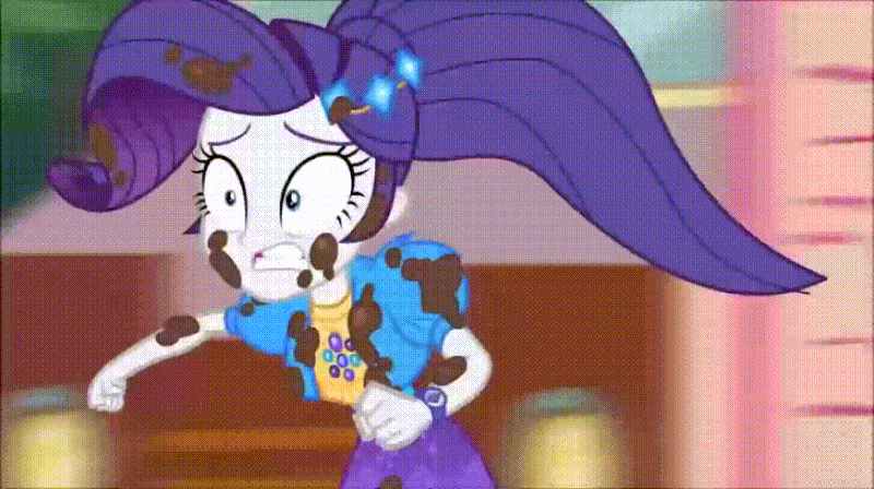 Size: 800x448 | Tagged: safe, screencap, character:desert sage, character:microchips, character:rarity, species:dog, episode:lost and pound, g4, my little pony:equestria girls, animated, chase, converse, desert sage, doodle bug, female, food truck, geode of shielding, lost and pound: rarity, magical geodes, mud, muddy, princess thunder guts, running, shoes, waldo whereabout